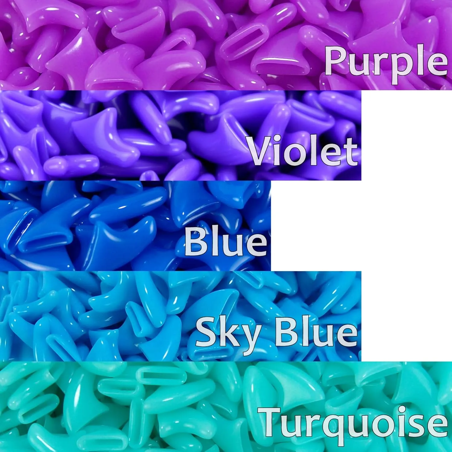 zetpo 100 pcs Cat Nail Caps | Cat Claw Covers | with Adhesives and Applicators (M, Purple, Violet, Blue, Sky Blue, Turquoise)
